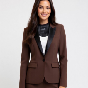 Blazer Feminino Alfaiataria Marrom – Corte Slim
