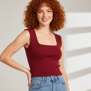 Blusa de Tricô Mostarda Gola Quadrada