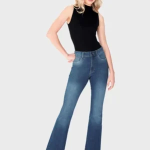 Calça Flare Jeans Cintura Alta Azul