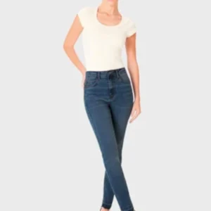 Calça Skinny Push Up Jeans Desfiado Azul
