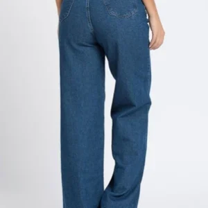Calça Wide Leg Reta Jeans Escuro Azul